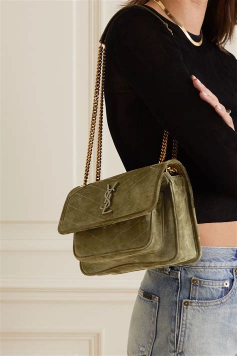 ysl green suede bag|ysl niki bag suede.